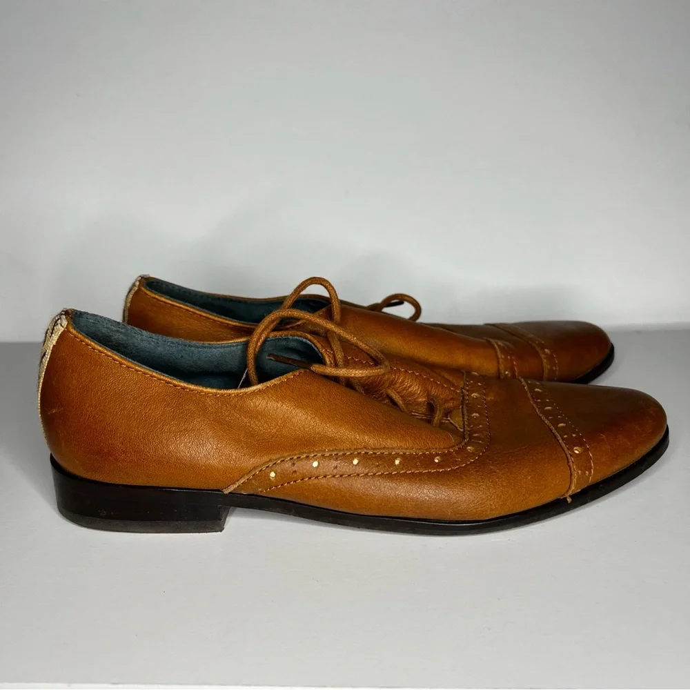 Toms Oxford‎ Tan Leather Lace-Up Shoes